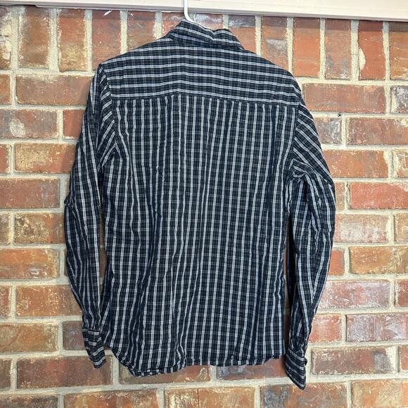 Paper Denim & Cloth Striped Long Sleeve Button Up Shirt Size Medium Black White - Picture 2 of 8